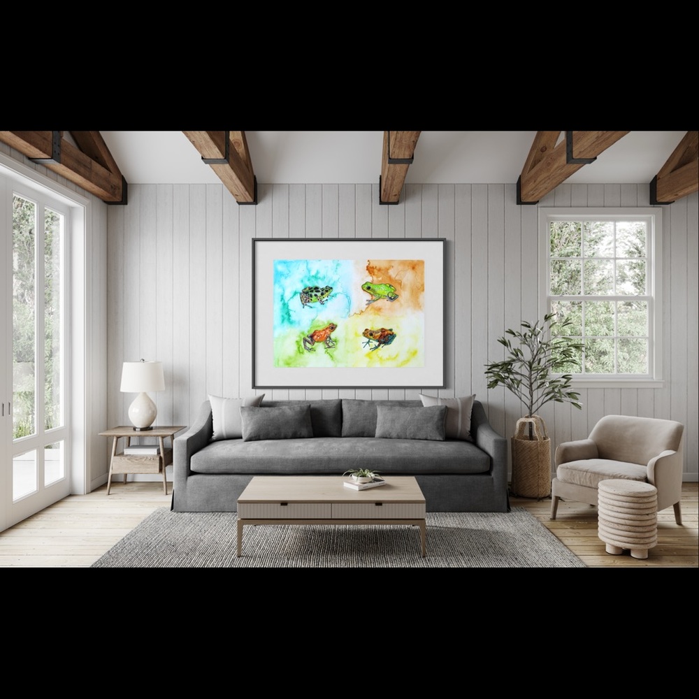 Poison Dart Frogs Art Print Watercolor Painting Tropical Home Decor Colorful - Picture 7 of 9